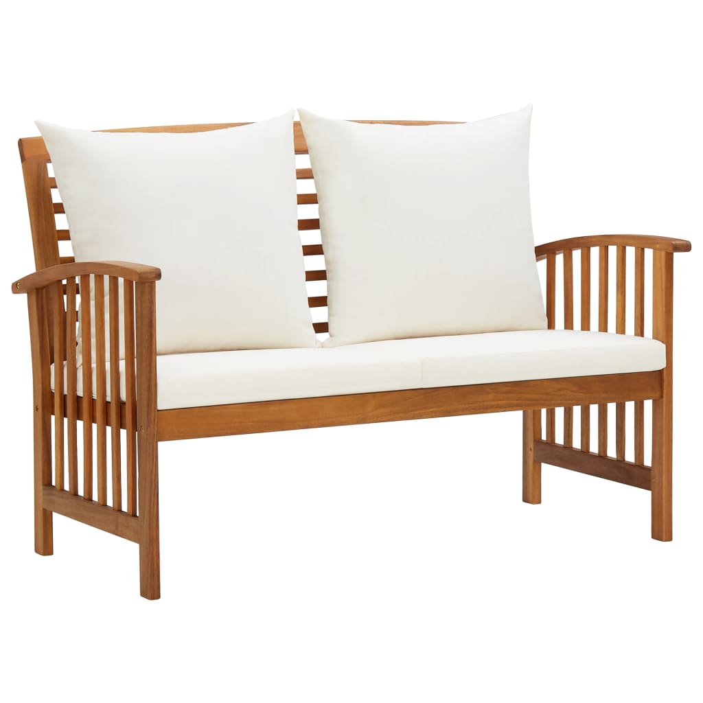 NNEVL 2 Piece Garden Lounge Set with Cushions Solid Acacia Wood-3