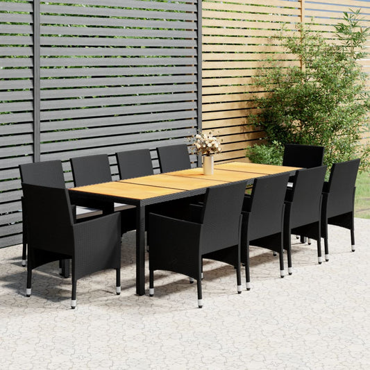 NNEVL 11 Piece Garden Dining Set Poly Rattan Black-0