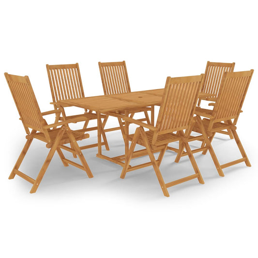 NNEVL 7 Piece Garden Dining Set Solid Teak Wood-0
