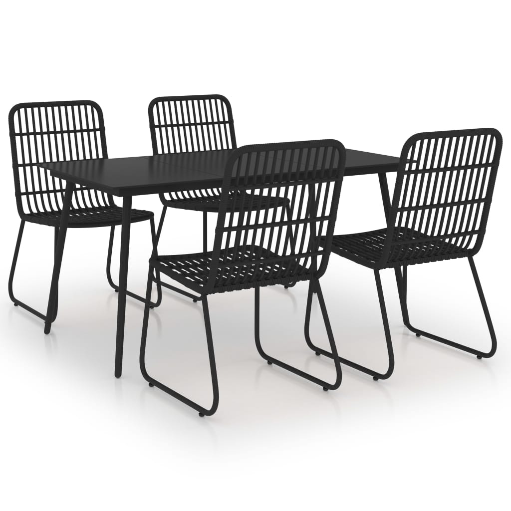 NNEVL 5 Piece Outdoor Dining Set Poly Rattan and Glass-1