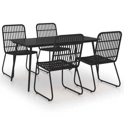 NNEVL 5 Piece Outdoor Dining Set Poly Rattan and Glass-1