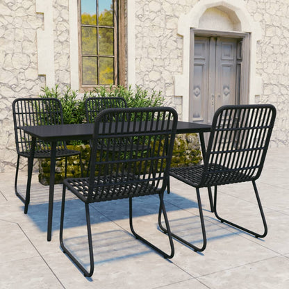 NNEVL 5 Piece Outdoor Dining Set Poly Rattan and Glass-0