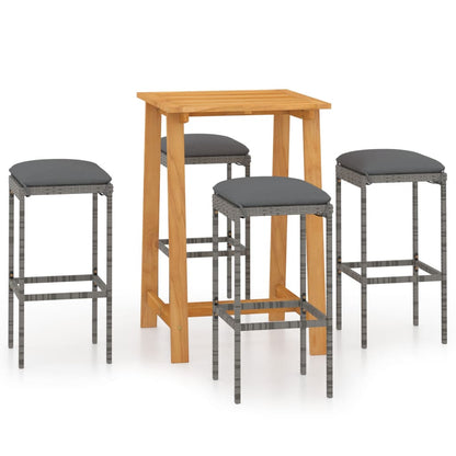 NNEVL 5 Piece Garden Bar Set with Cushions Grey-1