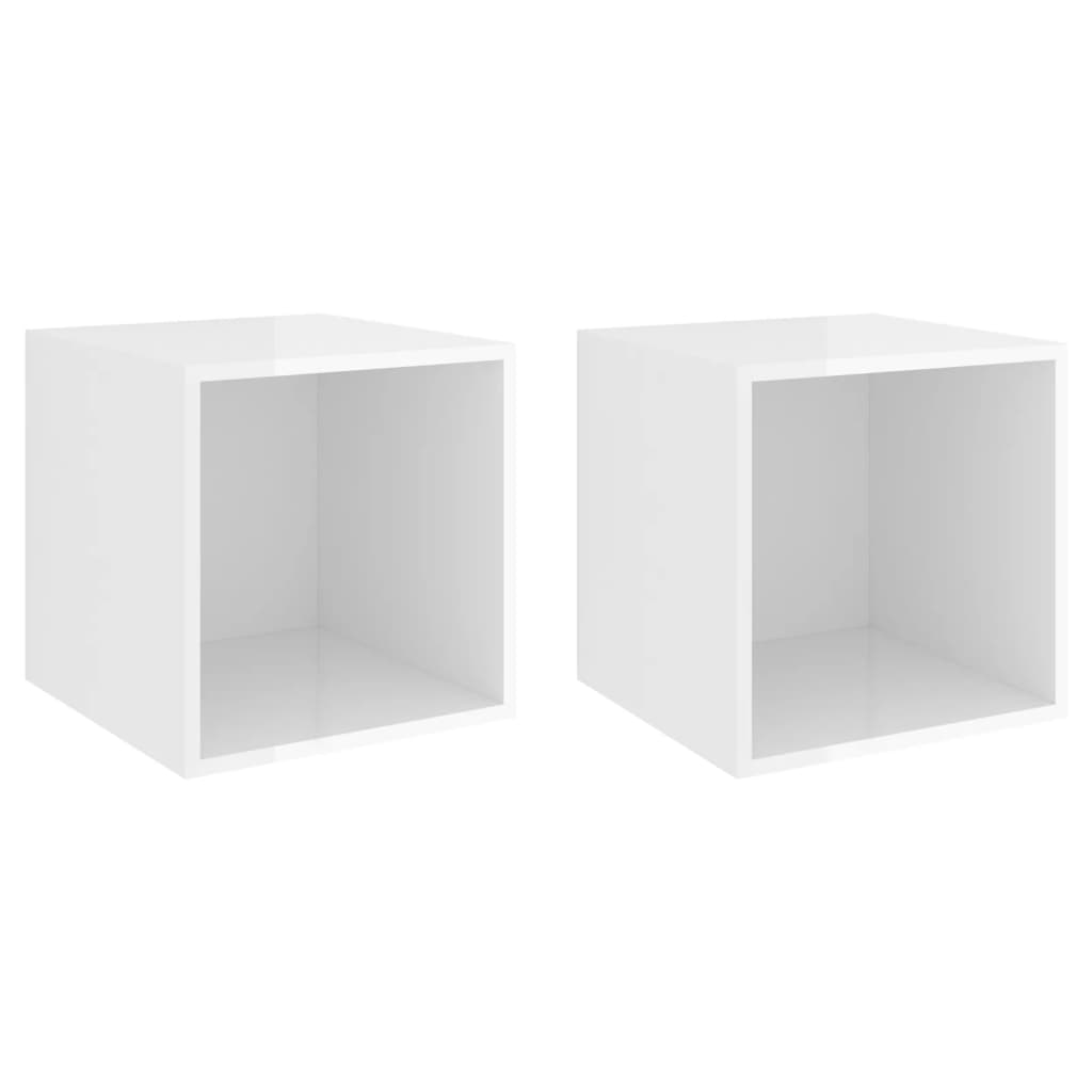 NNEVL Wall Cabinets 2 pcs High Gloss White 37x37x37 cm Chipboard-1