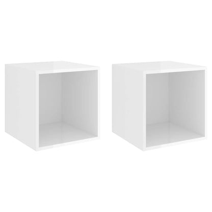 NNEVL Wall Cabinets 2 pcs High Gloss White 37x37x37 cm Chipboard-1
