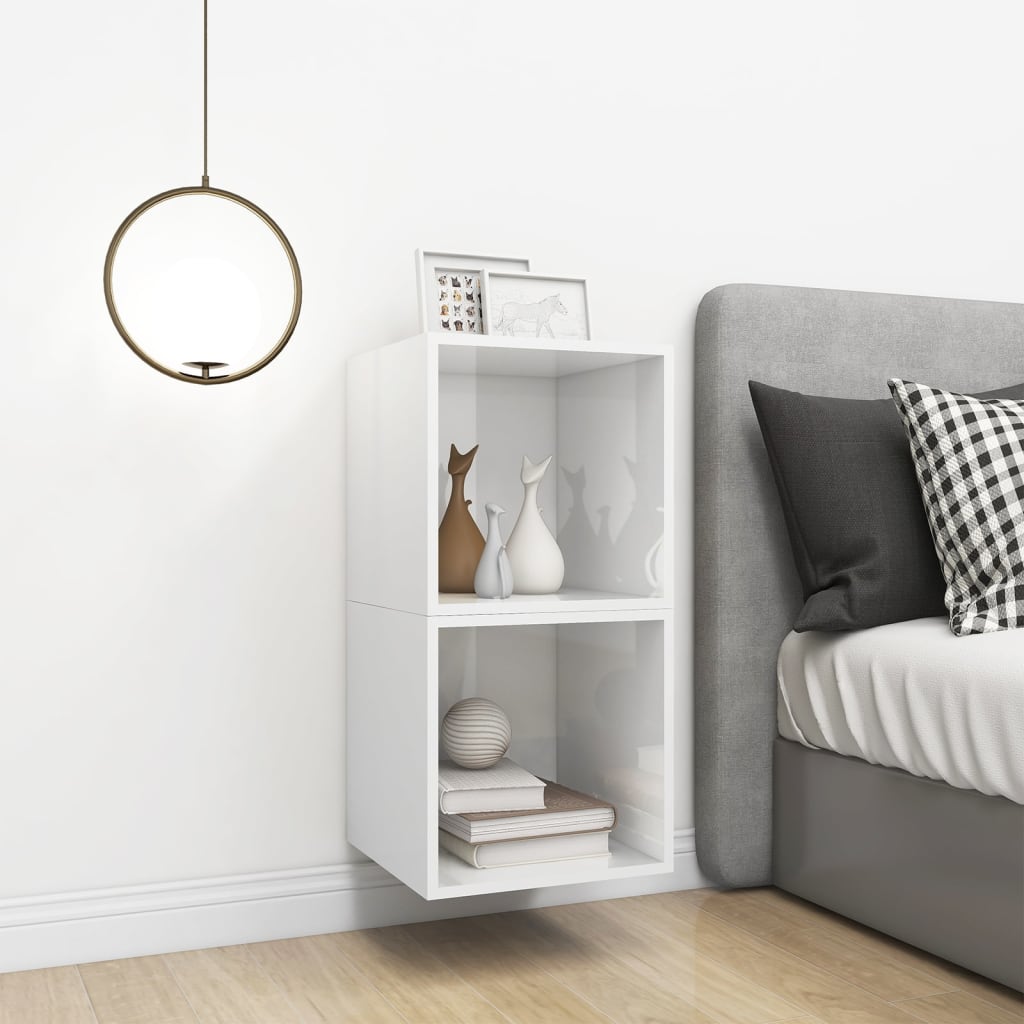 NNEVL Wall Cabinets 2 pcs High Gloss White 37x37x37 cm Chipboard-2