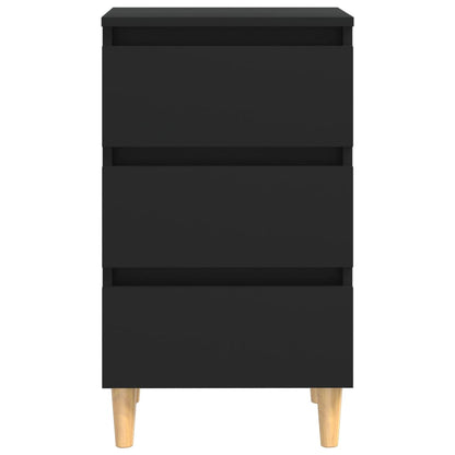NNEVL Bed Cabinets with Solid Wood Legs 2 pcs Black 40x35x69 cm-4