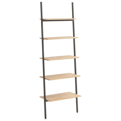 NNEVL 5-Tier Leaning Shelf Light Brown and Black 64x34x185.5 cm-1