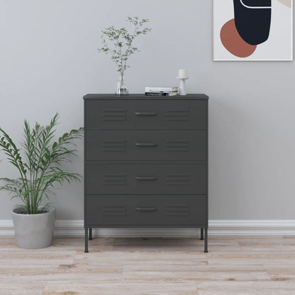 NNEVL Chest of Drawers Anthracite 80x35x101.5 cm Steel-0