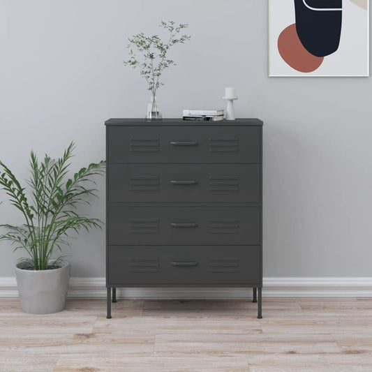 NNEVL Chest of Drawers Anthracite 80x35x101.5 cm Steel-0