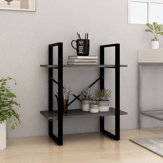 NNEVL 2-Tier Book Cabinet Grey 60x30x70 cm Solid Pine Wood-0