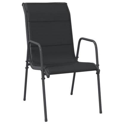 NNEVL Garden Chairs 2 pcs Steel and Textilene Black-2