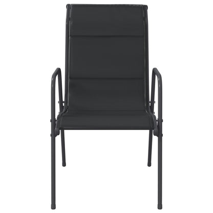 NNEVL Garden Chairs 2 pcs Steel and Textilene Black-3