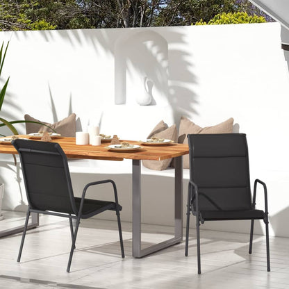 NNEVL Garden Chairs 2 pcs Steel and Textilene Black-0