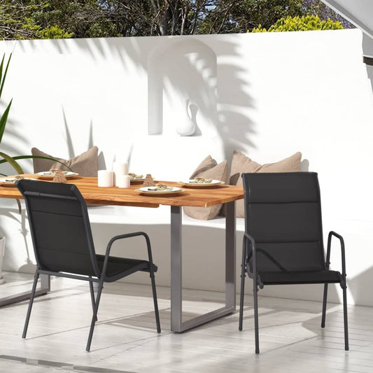NNEVL Garden Chairs 2 pcs Steel and Textilene Black-0
