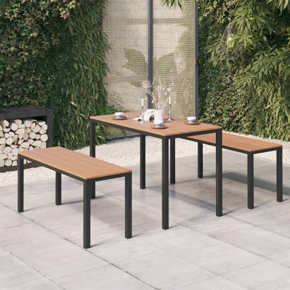 NNEVL 3 Piece Garden Dining Set Steel and WPC Brown and Black-0