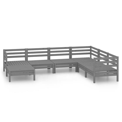 NNEVL 7 Piece Garden Lounge Set Solid Pinewood Grey-1