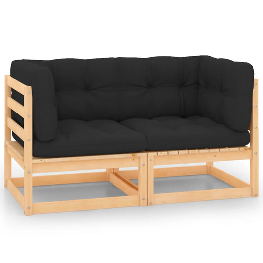 NNEVL Garden Corner Sofas with Cushions 2 pcs Solid Wood Pine-0