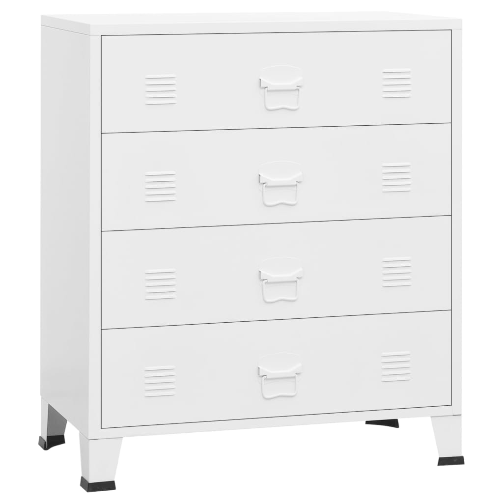 NNEVL Industrial Drawer Cabinet White 78x40x93 cm Metal-1