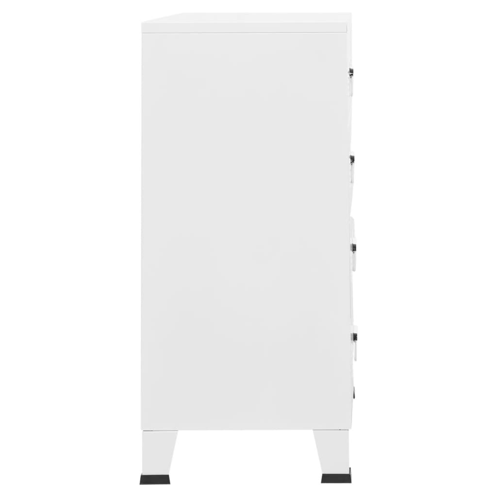 NNEVL Industrial Drawer Cabinet White 78x40x93 cm Metal-3