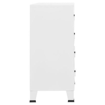 NNEVL Industrial Drawer Cabinet White 78x40x93 cm Metal-3