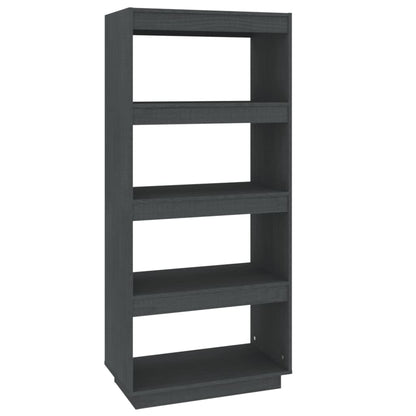 NNEVL Book Cabinet/Room Divider Grey 60x35x135 cm Solid Pinewood-1