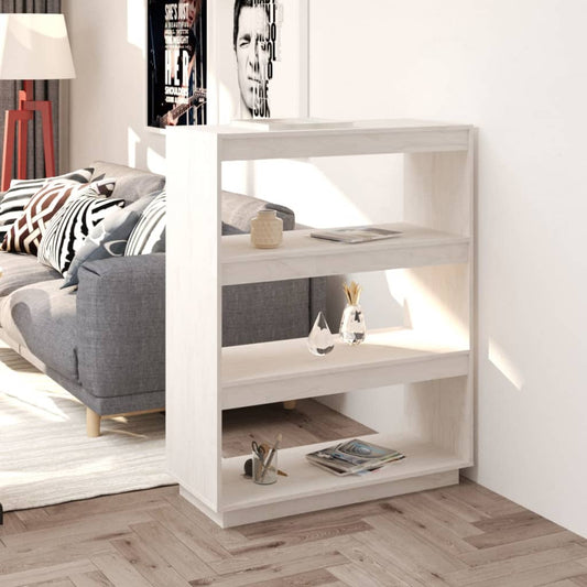 NNEVL Book Cabinet/Room Divider White 80x35x103 cm Solid Pinewood-0