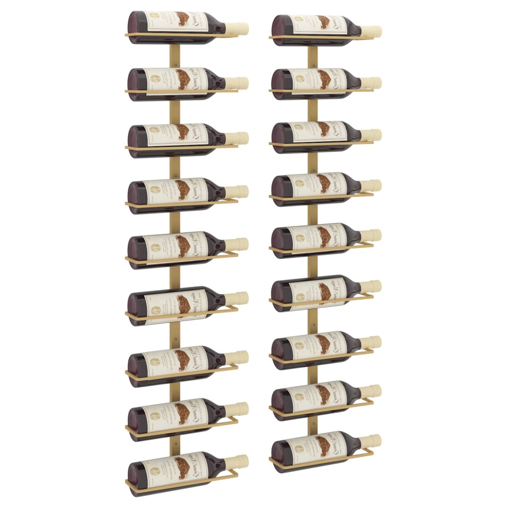NNEVL Wall-mounted Wine Rack for 9 Bottles 2 pcs Gold Iron-2