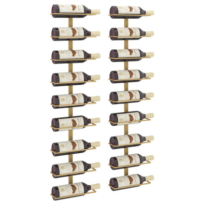 NNEVL Wall-mounted Wine Rack for 9 Bottles 2 pcs Gold Iron-2