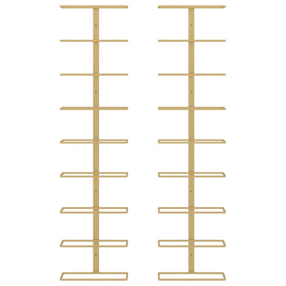 NNEVL Wall-mounted Wine Rack for 9 Bottles 2 pcs Gold Iron-3