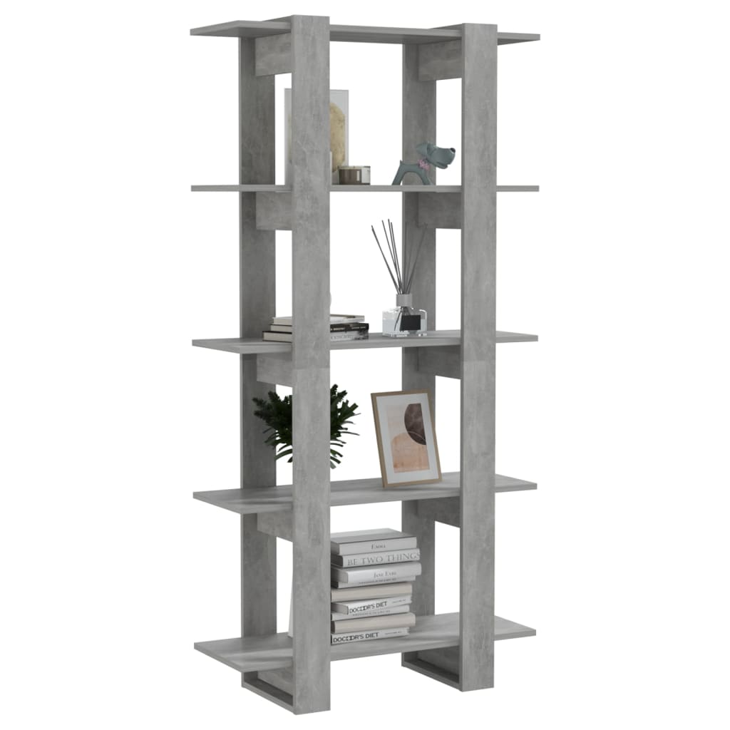 NNEVL Book Cabinet/Room Divider Concrete Grey 80x30x160 cm Engineered Wood-3