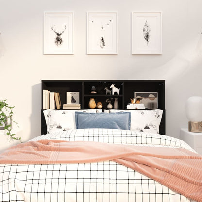 Cabecero con Estantería NNEVL en Madera Aglomerada Negra 120x19x103,5 cm