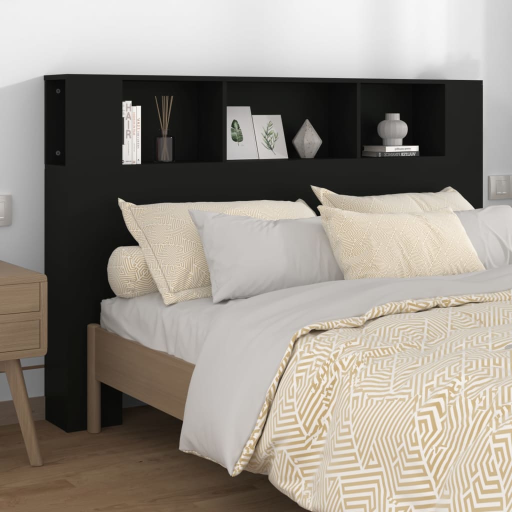 NNEVL Headboard Cabinet Black 160x18.5x104.5 cm-0