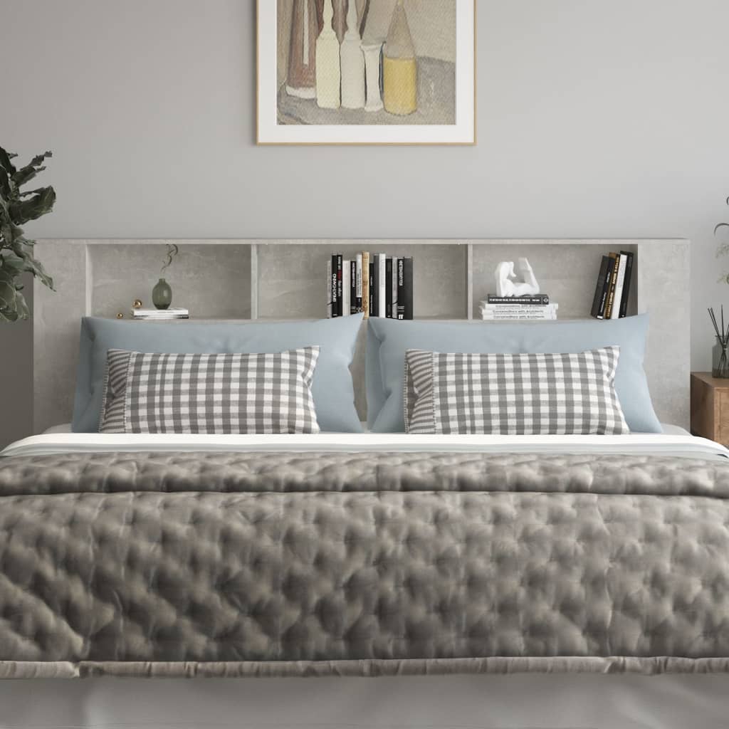 NNEVL Headboard Cabinet Concrete Grey 220x18.5x104.5 cm-2