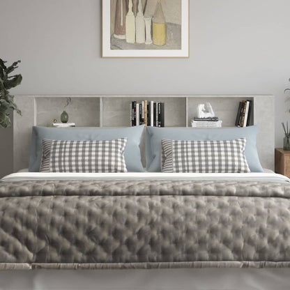 NNEVL Headboard Cabinet Concrete Grey 220x18.5x104.5 cm-2