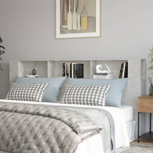 NNEVL Headboard Cabinet Concrete Grey 220x18.5x104.5 cm-0