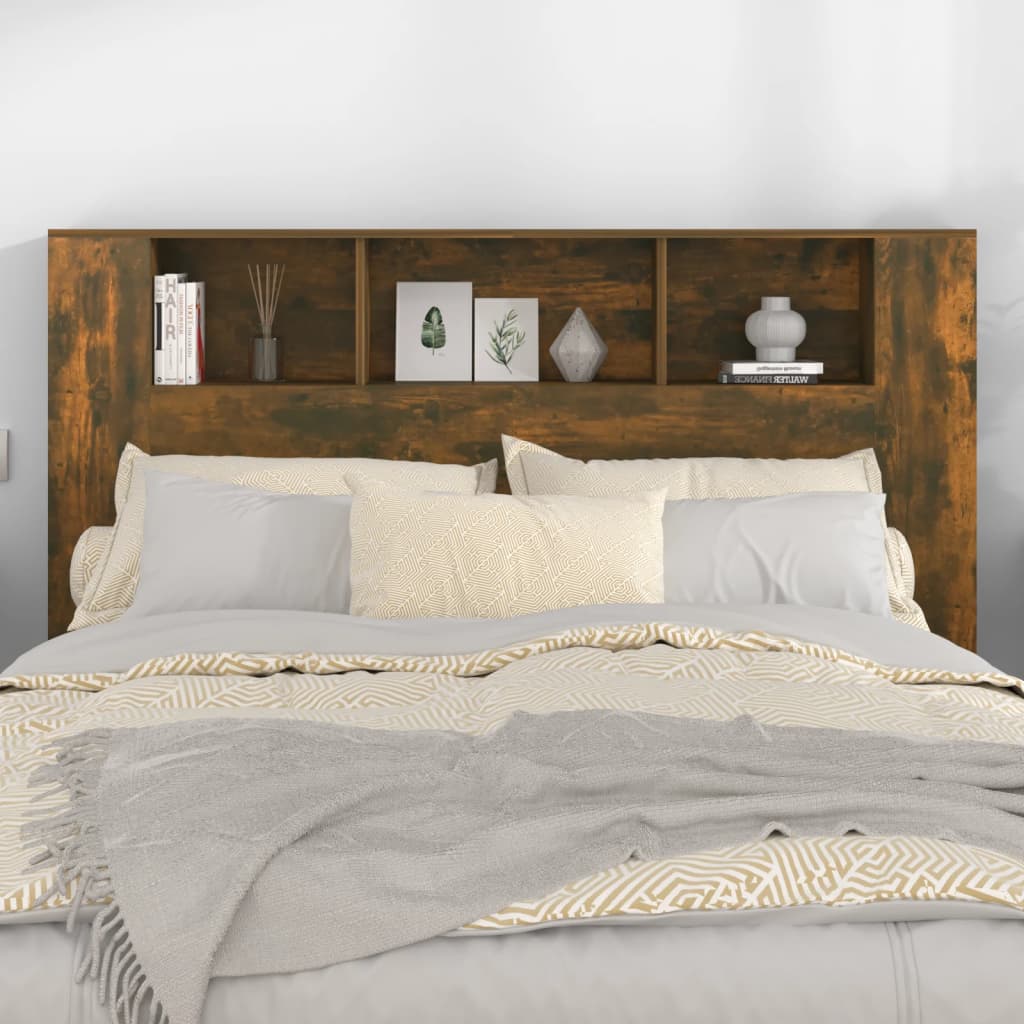 NNEVL Headboard Cabinet Smoked Oak 160x18.5x104.5 cm-2
