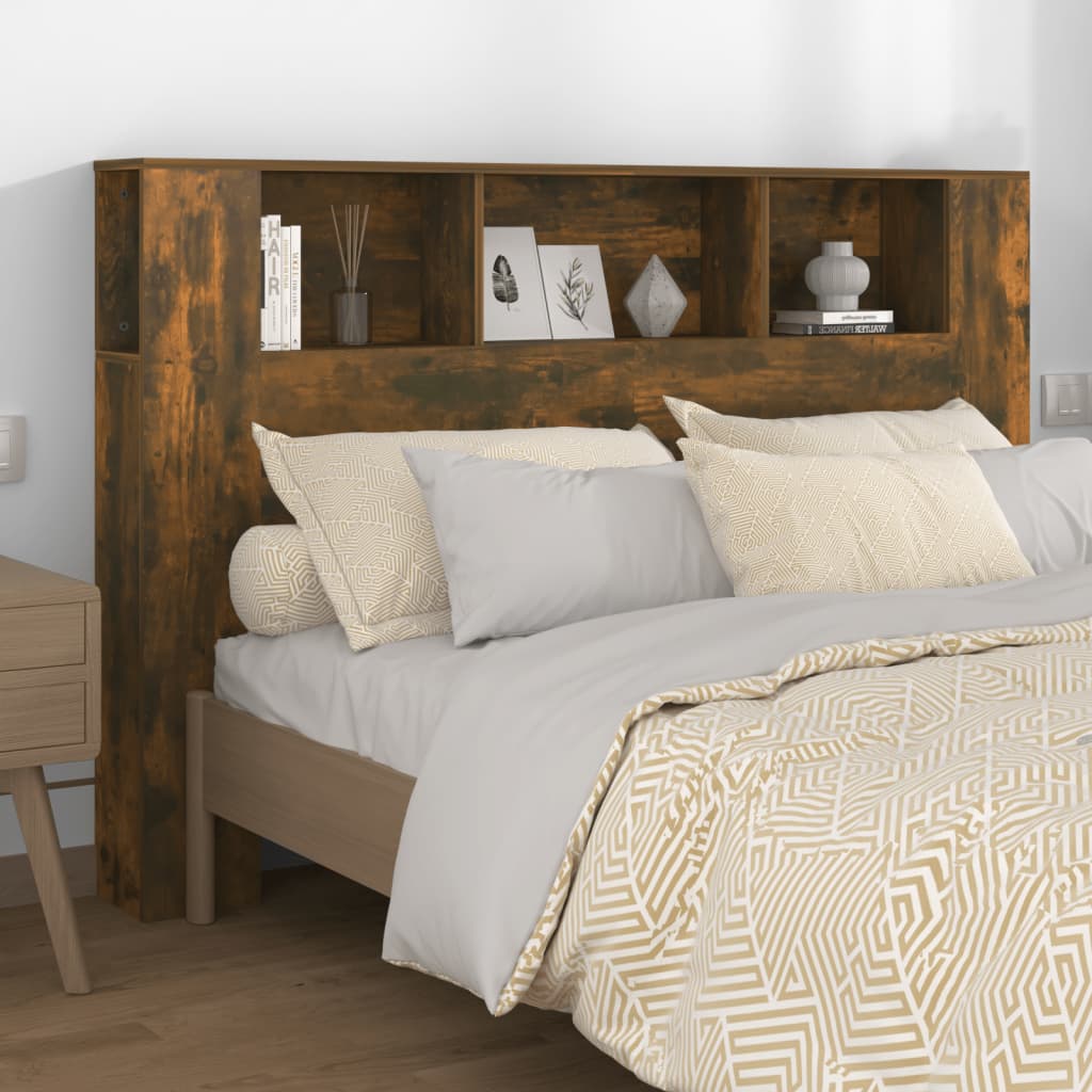 NNEVL Headboard Cabinet Smoked Oak 160x18.5x104.5 cm-1