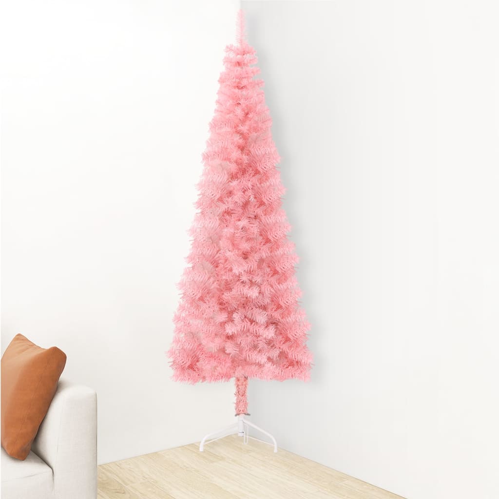 NNEVL Slim Artificial Half Christmas Tree with Stand Pink 180 cm-2