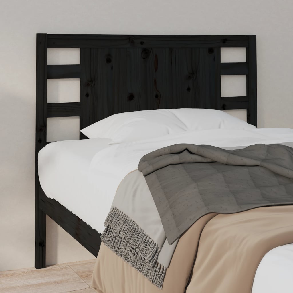 NNEVL Headboard Black 96x4x100 cm Solid Wood Pine-3