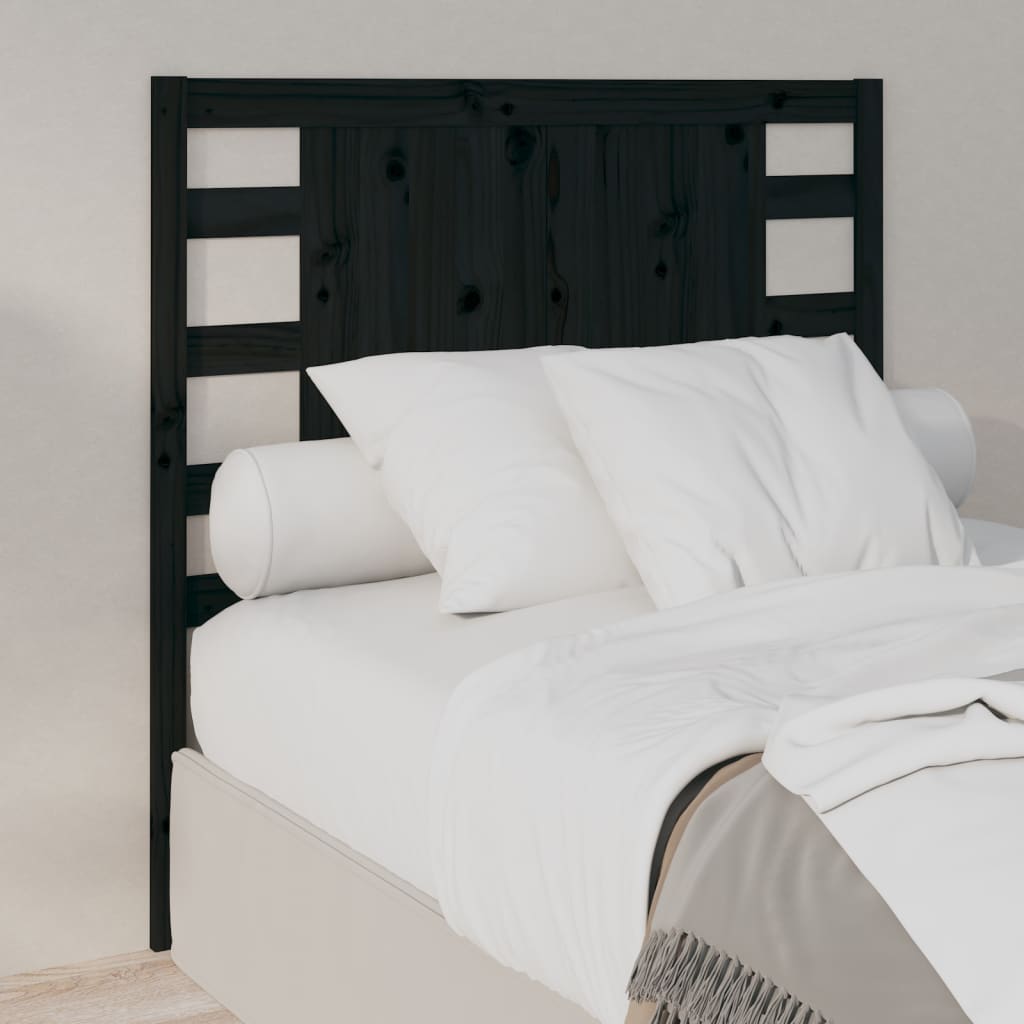 NNEVL Headboard Black 96x4x100 cm Solid Wood Pine-0