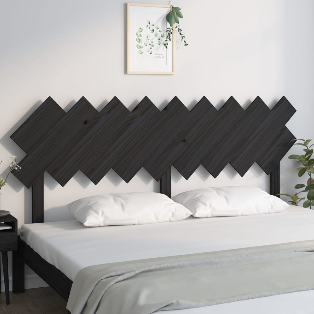 NNEVL Bed Headboard Black 178x3x80.5 cm Solid Wood Pine-2