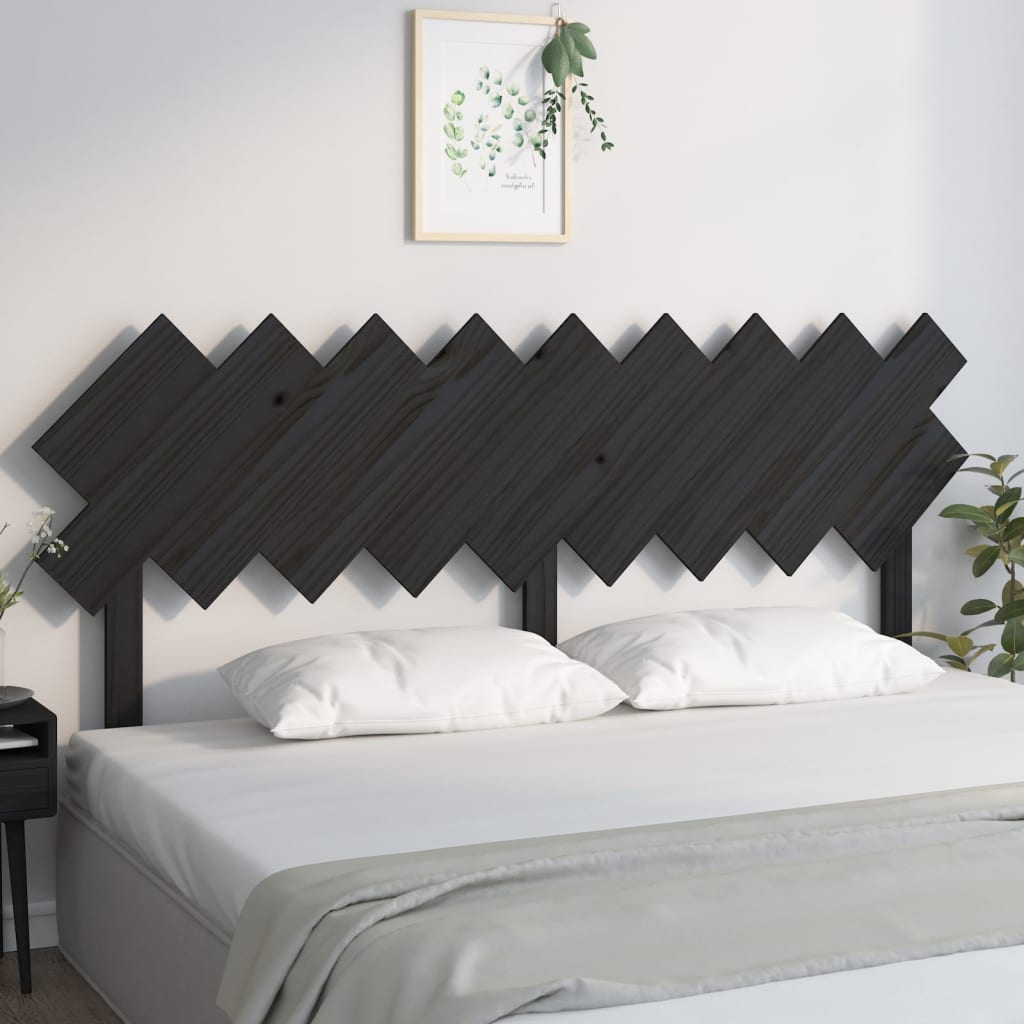 NNEVL Bed Headboard Black 178x3x80.5 cm Solid Wood Pine-0
