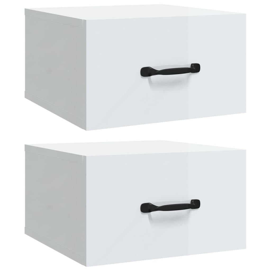 NNEVL Wall-mounted Bedside Cabinets 2 pcs High Gloss White 35x35x20 cm-1