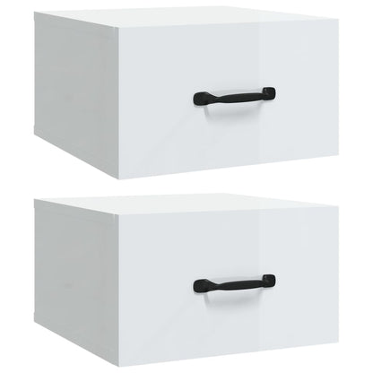 NNEVL Wall-mounted Bedside Cabinets 2 pcs High Gloss White 35x35x20 cm-1