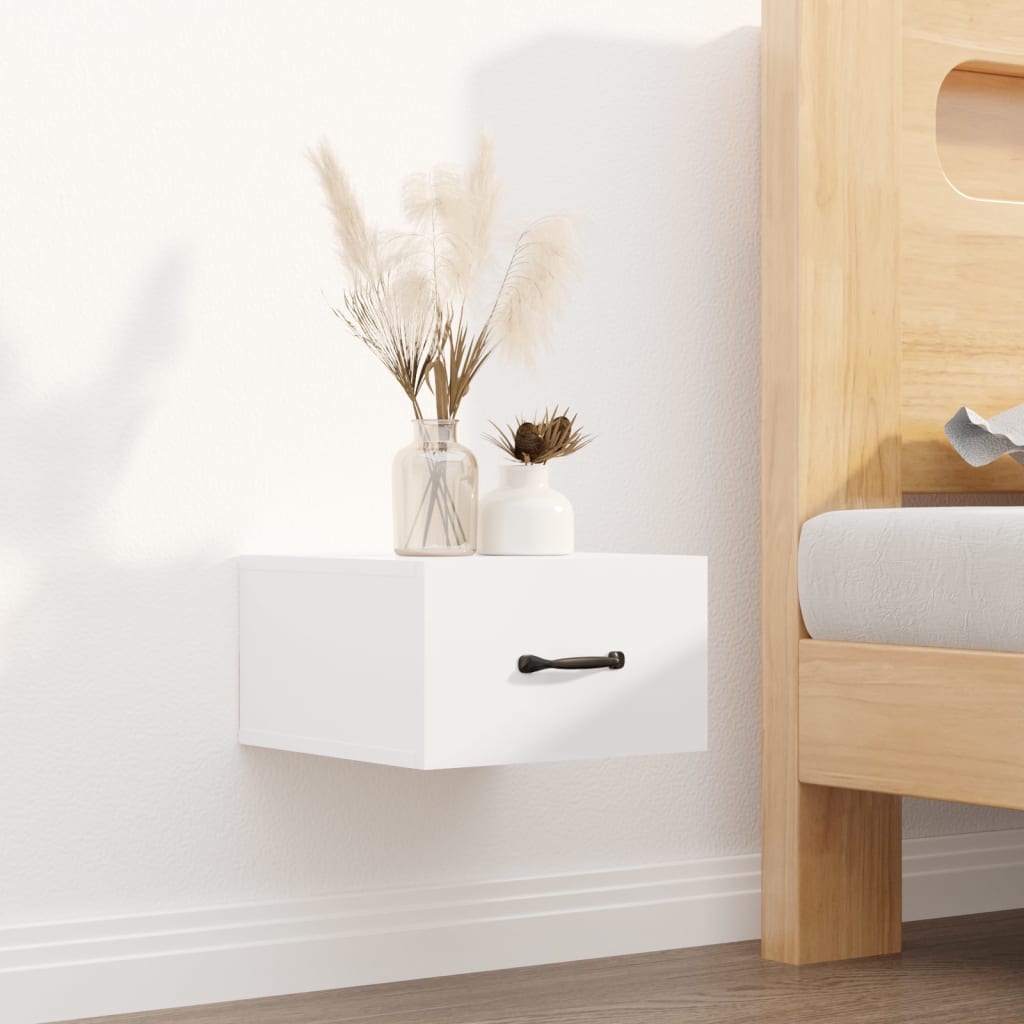 NNEVL Wall-mounted Bedside Cabinets 2 pcs High Gloss White 35x35x20 cm-2