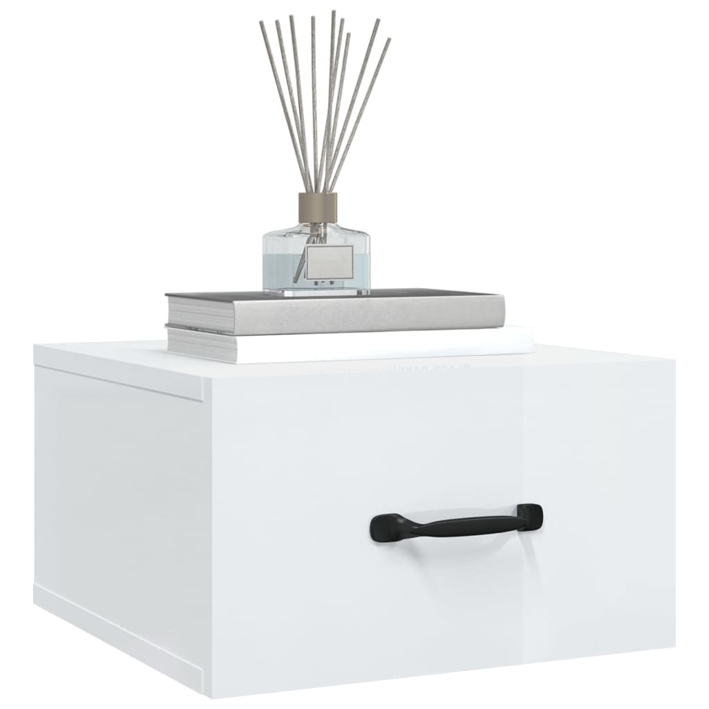 NNEVL Wall-mounted Bedside Cabinets 2 pcs High Gloss White 35x35x20 cm-3