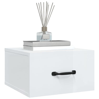 NNEVL Wall-mounted Bedside Cabinets 2 pcs High Gloss White 35x35x20 cm-3