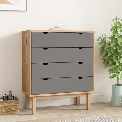 NNEVL Drawer Cabinet OTTA Brown&Grey 76.5x39.5x90cm Solid Wood Pine-0