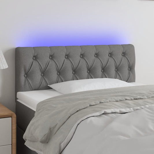 NNEVL LED Headboard Dark Grey 100x7x78/88 cm Fabric-0